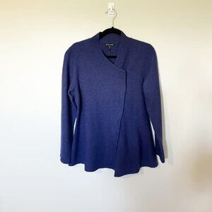 Eileen fisher boiled merino wool jacket asymmetrical zipper purple size small